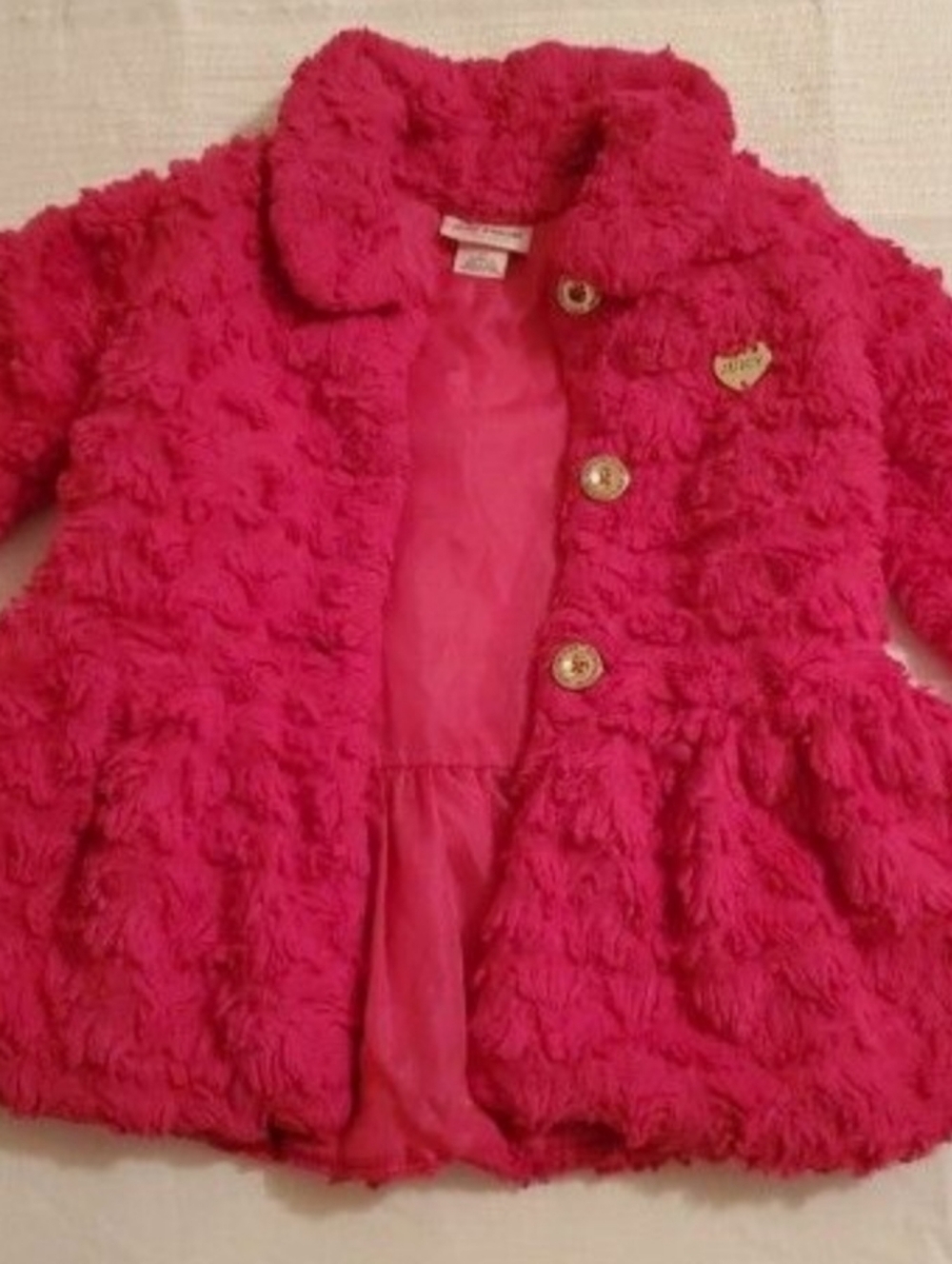 Juicy Couture Girls' Hot Pink Faux Fur Coat